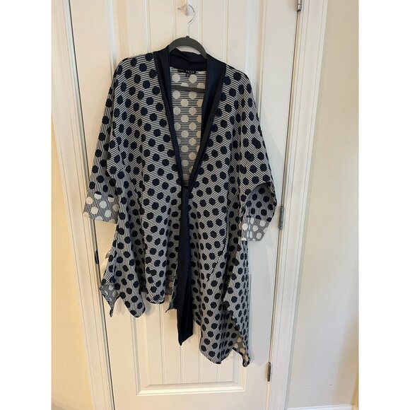 Kozan Womens Open Front Kimono Eleven Jacket Cardigan Indigo Blue Polka Dot‎ O/S - Picture 3 of 6